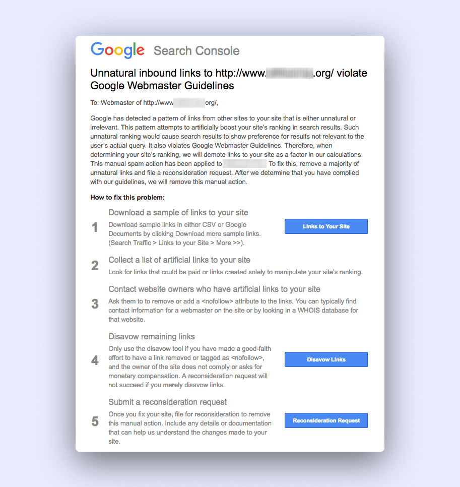Google惩罚黑帽SEO通知 Google惩罚黑帽SEO通知